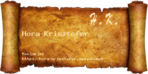 Hora Krisztofer névjegykártya